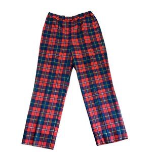 New Vintage Pendleton Red & Navy Boyd Tartan Wool Pants Size 16 USA Made Womens